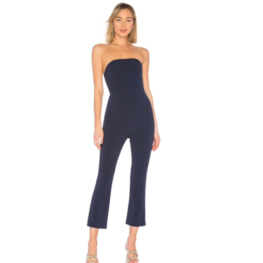 About Us Collins Strapless Jumpsuit in Navy